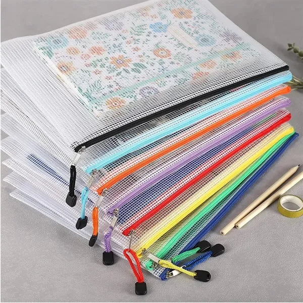 Mesh Zipper Pouch Document Bag
