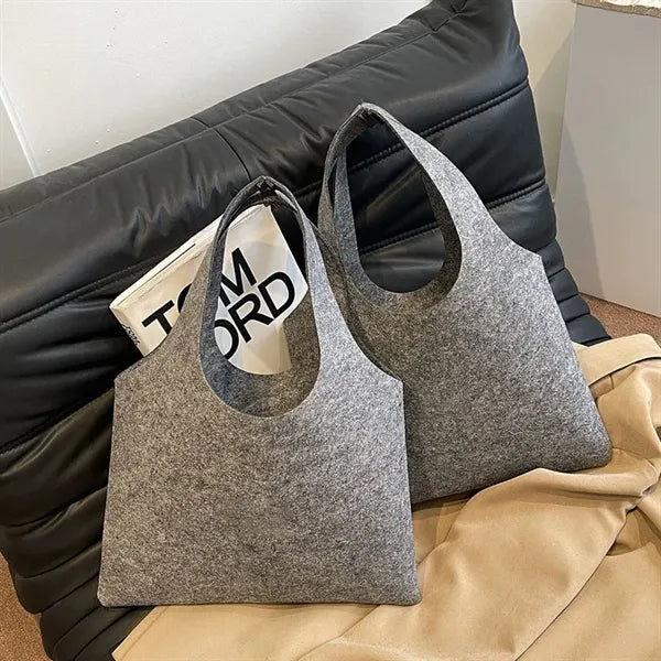 Minimalist Design Large Gray Felt Tote Bag