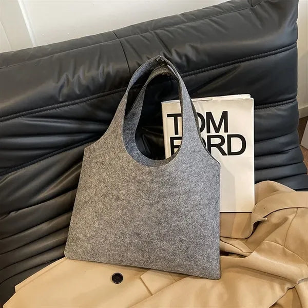 Minimalist Design Large Gray Felt Tote Bag