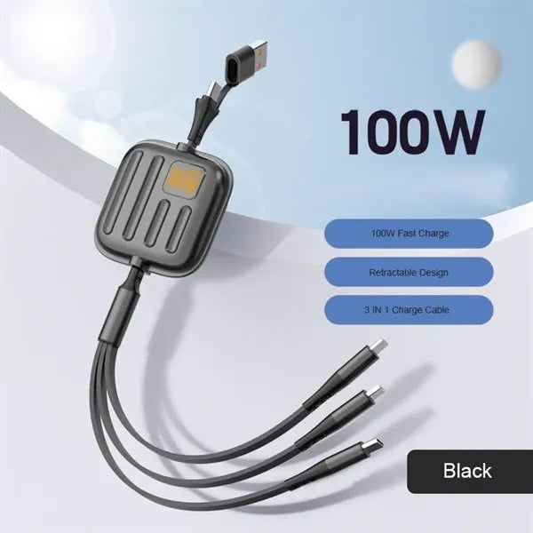 100W Multi Retractable iPhone Charger Cord 4FT