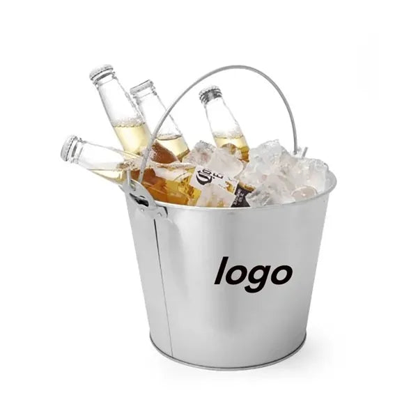 5-Quart Handheld Galvanized Iron Metal Packaging Ice Bucket