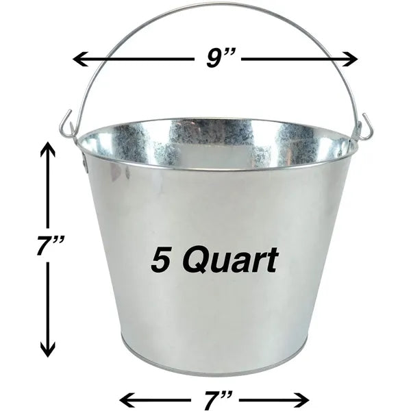 5-Quart Handheld Galvanized Iron Metal Packaging Ice Bucket