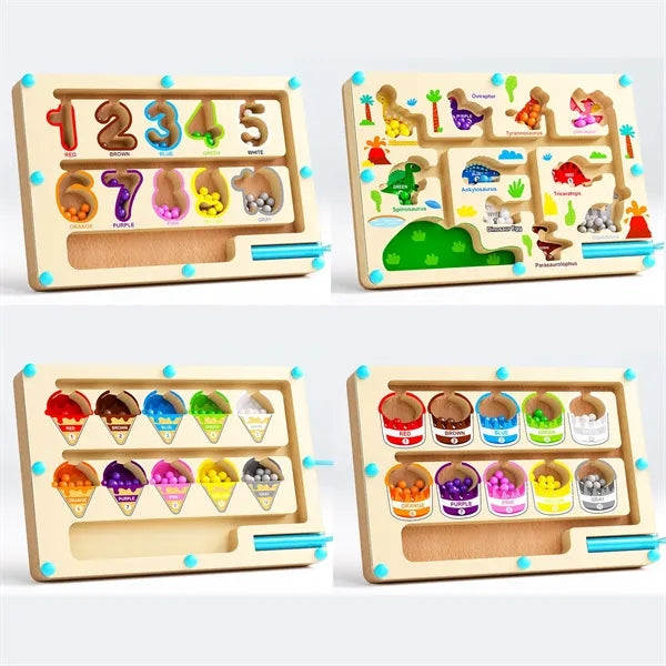 Magnetic Color Number Maze - Montessori Wooden Puzzle Board