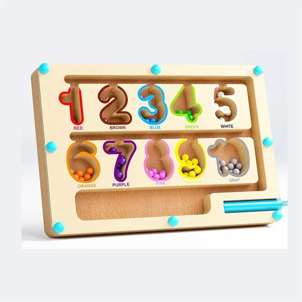 Magnetic Color Number Maze - Montessori Wooden Puzzle Board