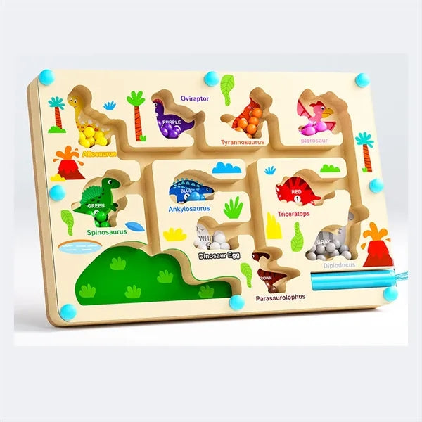 Magnetic Color Number Maze - Montessori Wooden Puzzle Board