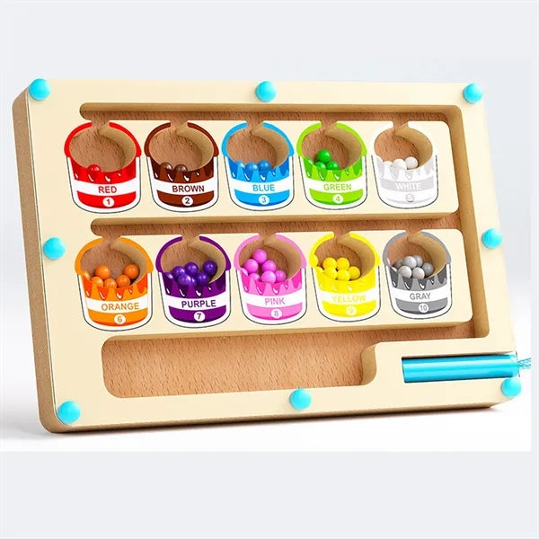 Magnetic Color Number Maze - Montessori Wooden Puzzle Board