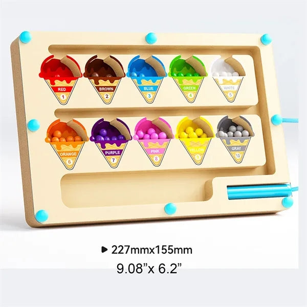 Magnetic Color Number Maze - Montessori Wooden Puzzle Board