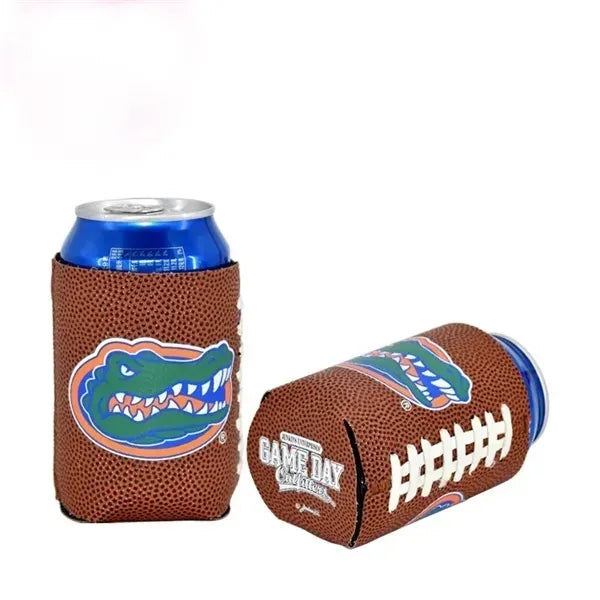 Faux Leather Football Can Cooler Sleeve