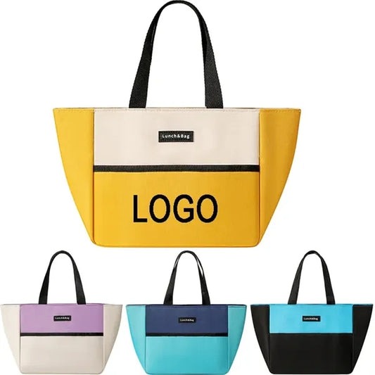 Dopamine Color-Block Lunch Bag with Large Capacity