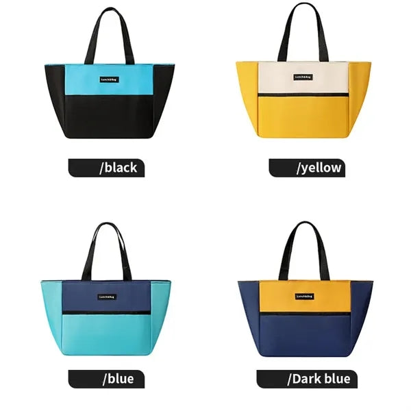 Dopamine Color-Block Lunch Bag with Large Capacity