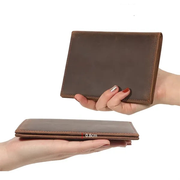 Slim Bifold RFID Genuine Leather Passport Wallet Card Holder