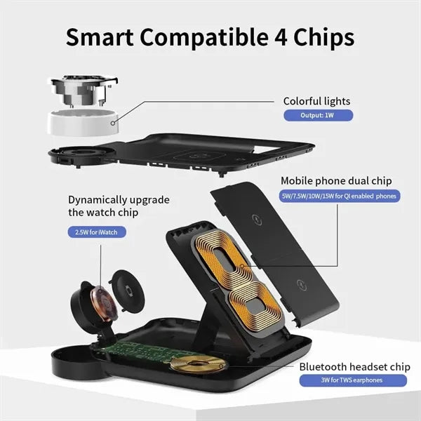 3-in-1 Foldable Wireless Fast Charger with Phone Stand