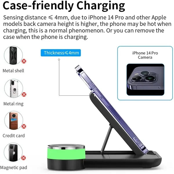 3-in-1 Foldable Wireless Fast Charger with Phone Stand