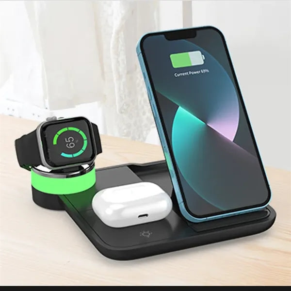 3-in-1 Foldable Wireless Fast Charger with Phone Stand