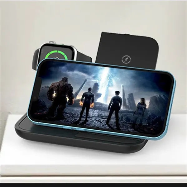 3-in-1 Foldable Wireless Fast Charger with Phone Stand