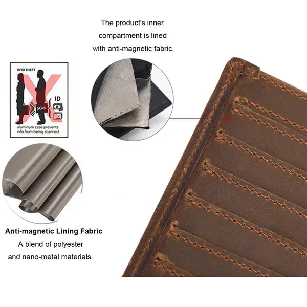 Slim Bifold RFID Genuine Leather Passport Wallet Card Holder