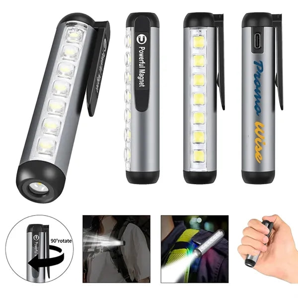 Waterproof Rechargeable Magnetic Pocket LED Work Flashlight