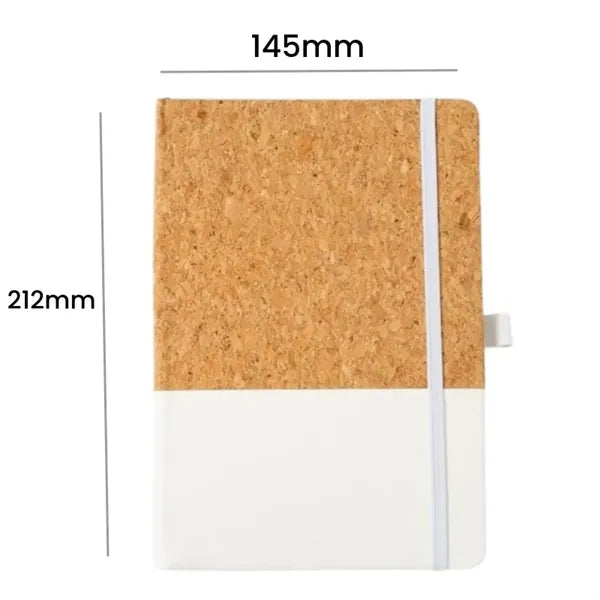 Cork Leather Cover Lined Notebook with Pen Holder