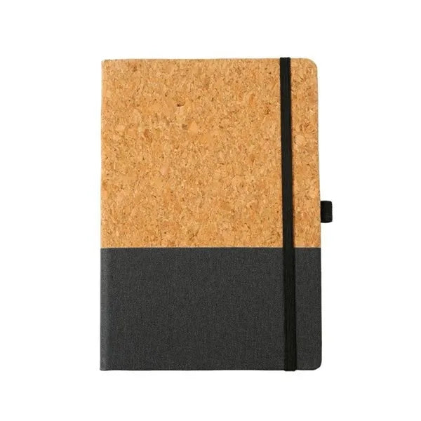 Cork Leather Cover Lined Notebook with Pen Holder