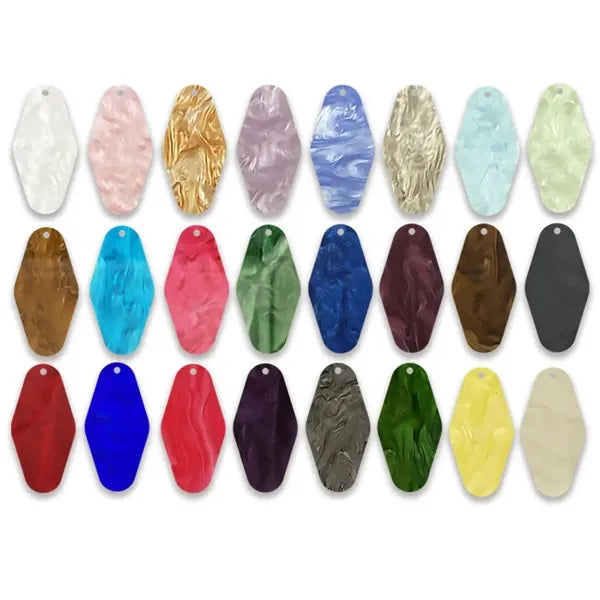 Acrylic Marble Grain Rhombus Keyring Vintage Motel Keychain