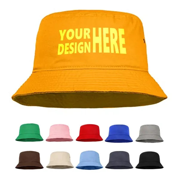 Unisex Fishing Brushed Cotton Twill Bucket Hat-Embroidered