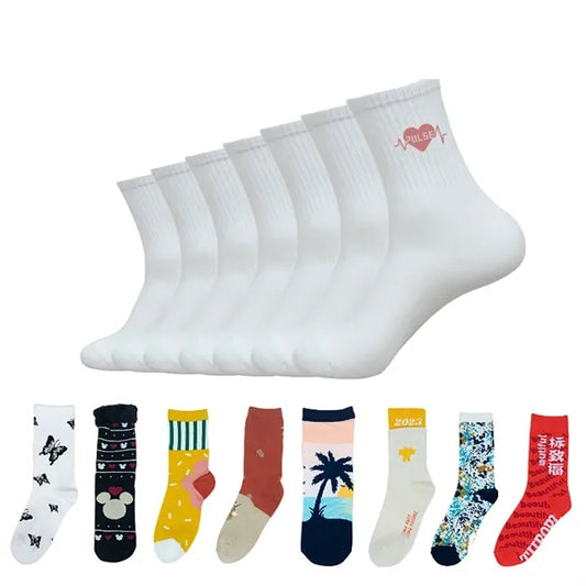 Sweat-Wicking Jacquard Mid Tube Socks All Seasons