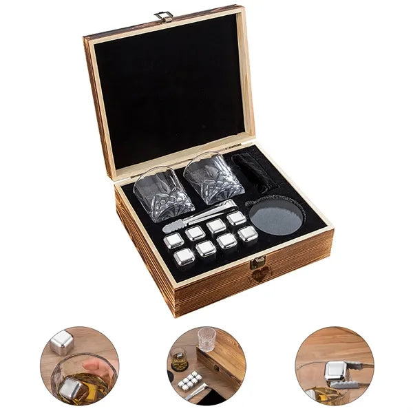 Logo Non-Steel Ice Cube Wooden Box Set for Party