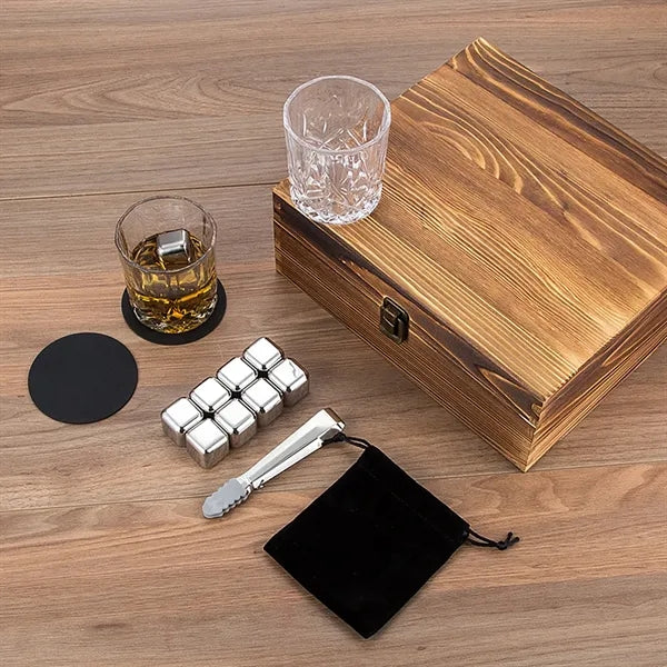 Logo Non-Steel Ice Cube Wooden Box Set for Party