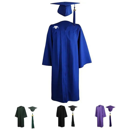 Matte Graduation Gown Cap Tassel Set 2024 for Bachelor