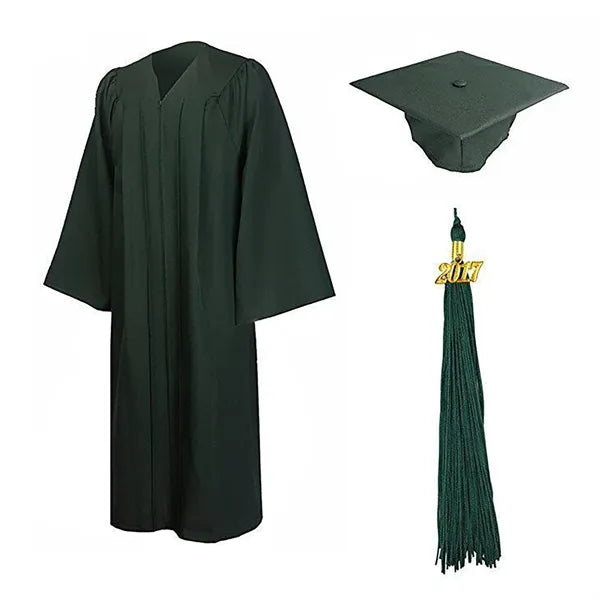 Matte Graduation Gown Cap Tassel Set 2024 for Bachelor