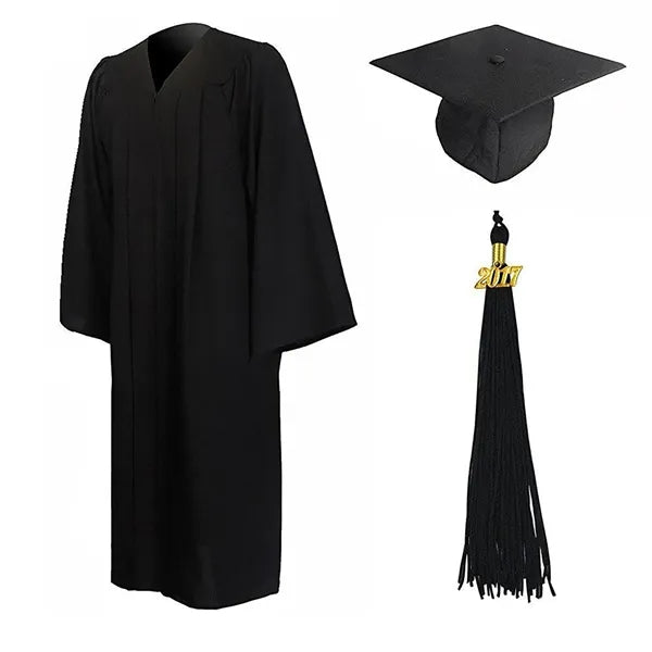 Matte Graduation Gown Cap Tassel Set 2024 for Bachelor