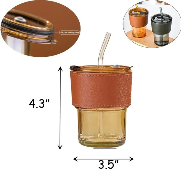 13.5 oz Glass Straw Cup