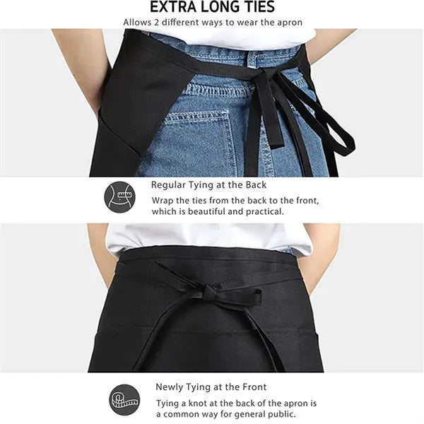 Short Server Aprons with 3 Pockets