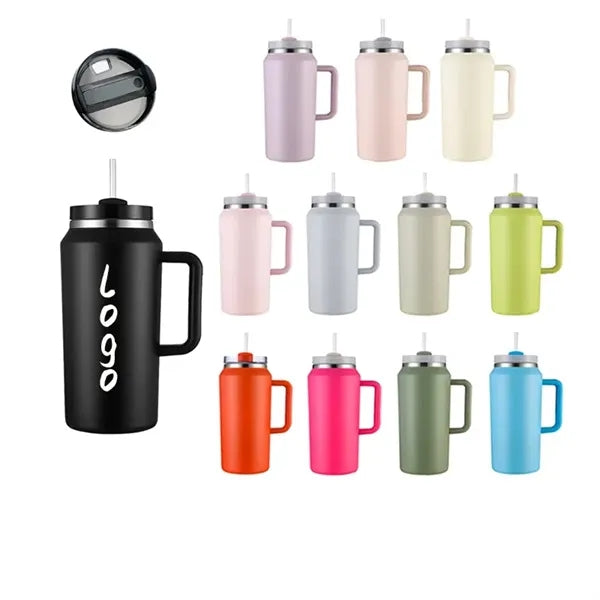 64oz Insulated Vacuum Bottle With Handle and Straw