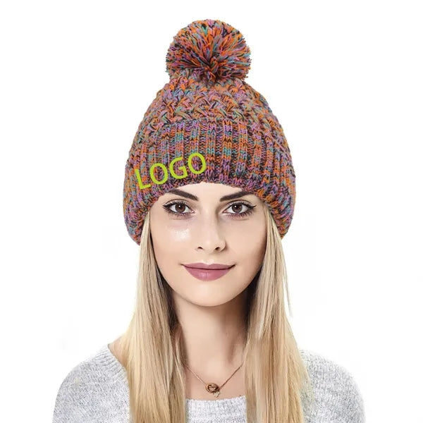 Women Winter Beanie Knitted Hat Soft Warm Ski Cap