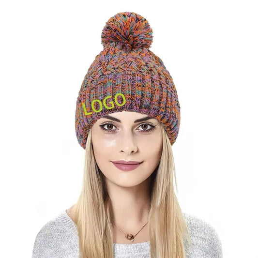Women Winter Beanie Knitted Hat Soft Warm Ski Cap