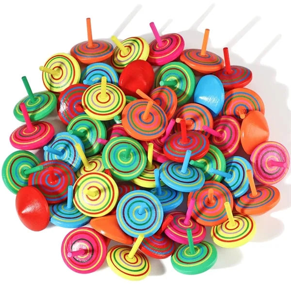 Colorful Wood Spinning Top Gyroscopes for Kids Games Party