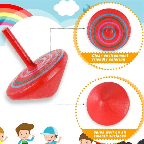 Colorful Wood Spinning Top Gyroscopes for Kids Games Party