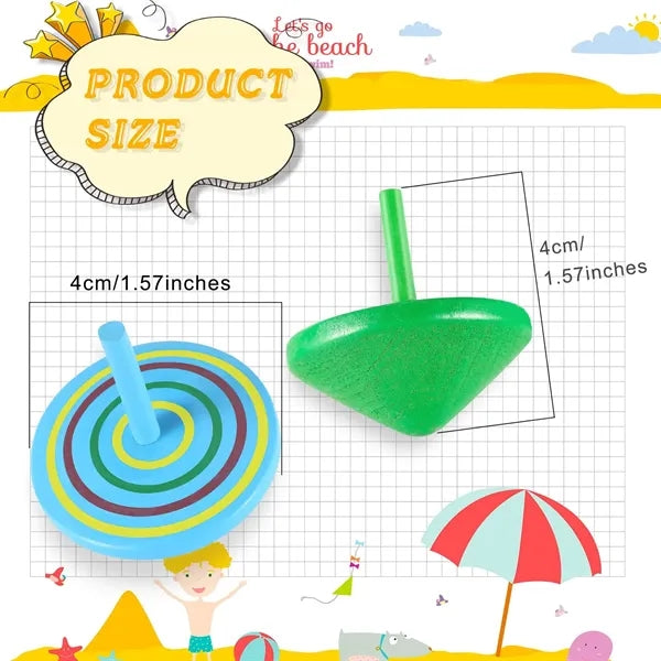 Colorful Wood Spinning Top Gyroscopes for Kids Games Party