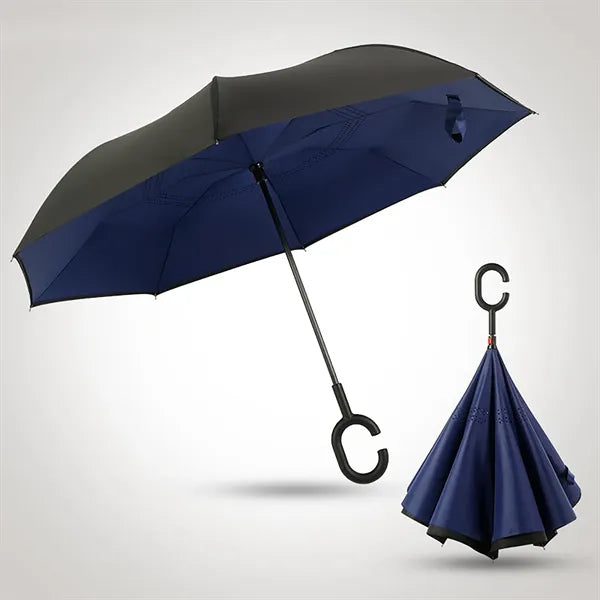 Inverted Reverse Upside-Down Umbrella with C-shape Handle
