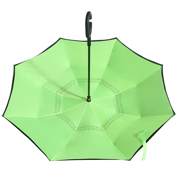 Inverted Reverse Upside-Down Umbrella with C-shape Handle