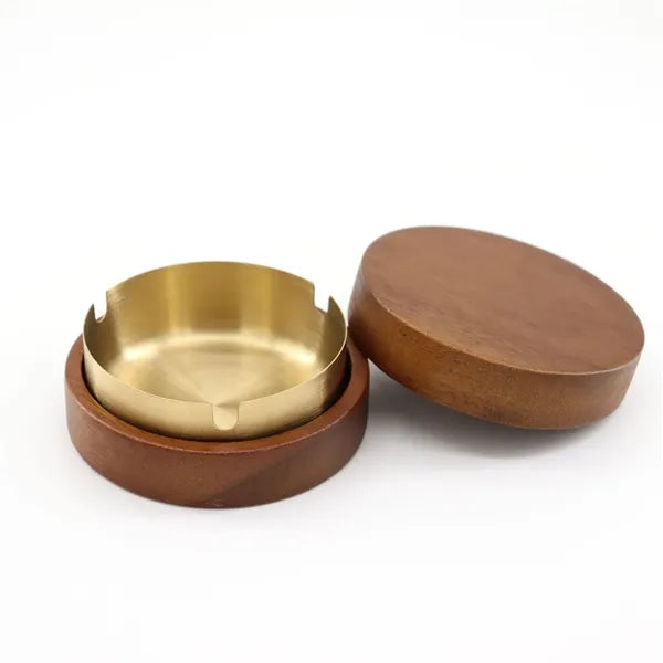 Wooden Ashtray with Lids Cigarette Ash Holder
