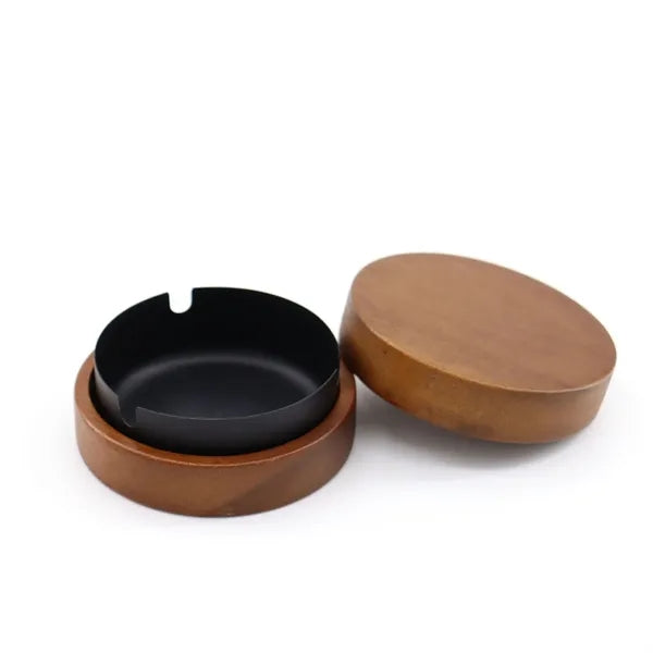 Wooden Ashtray with Lids Cigarette Ash Holder
