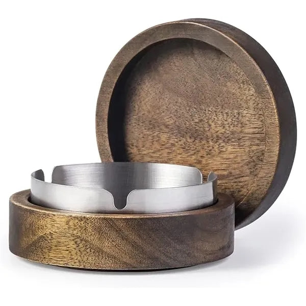 Wooden Ashtray with Lids Cigarette Ash Holder