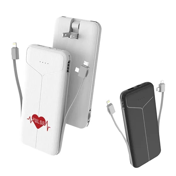Built-In Plug 10000 mAh Two Wire Charging Bank