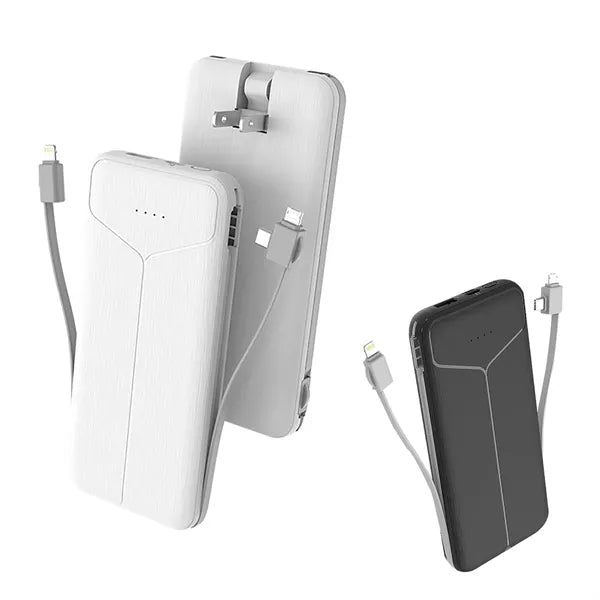 Built-In Plug 10000 mAh Two Wire Charging Bank