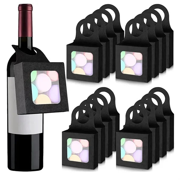 Hanging Foldable Paper Wine Bottle Gift Box With Window