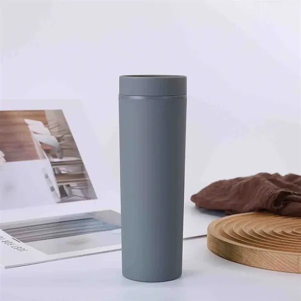16 oz Plastic Straight Tumbler with Straw Solid Color