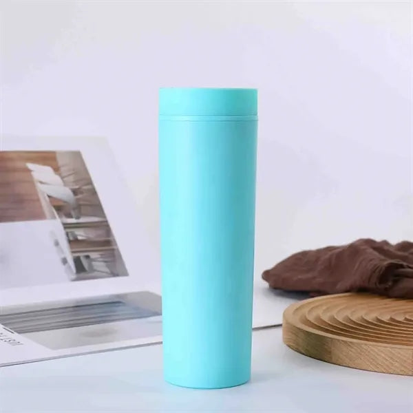 16 oz Plastic Straight Tumbler with Straw Solid Color