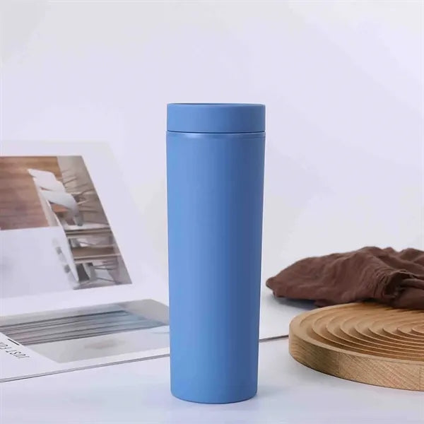 16 oz Plastic Straight Tumbler with Straw Solid Color
